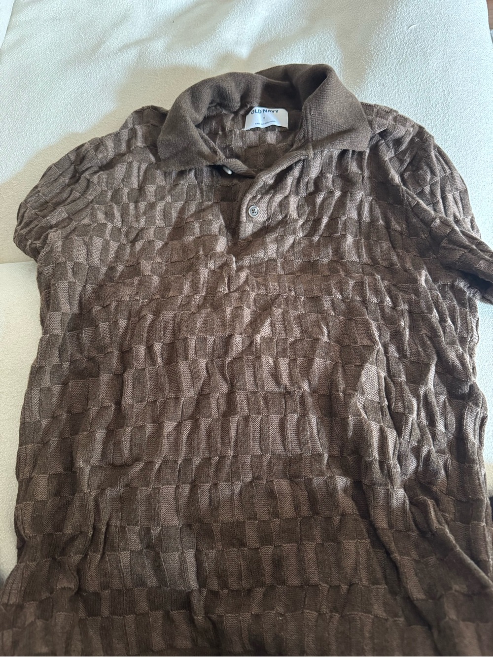 Old Navy Brown Textured Knit Polo
